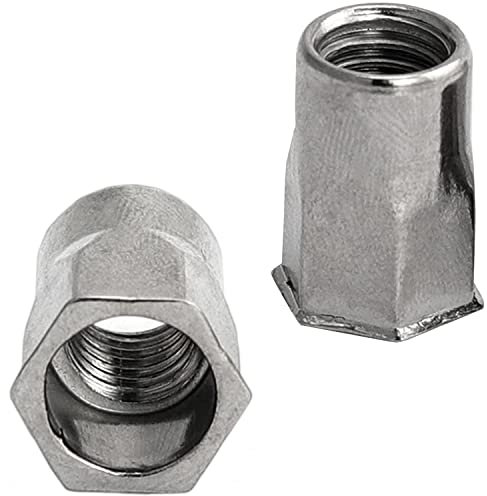FASTON® Einnietmuttern kl. Senkkopf, Teilsechskantschaft offen 4x12 mm Edelstahl A2 V2A (20 Stück) Senkmutter Teilsechskant Sechskant Nietmuttern Blindnietmutter