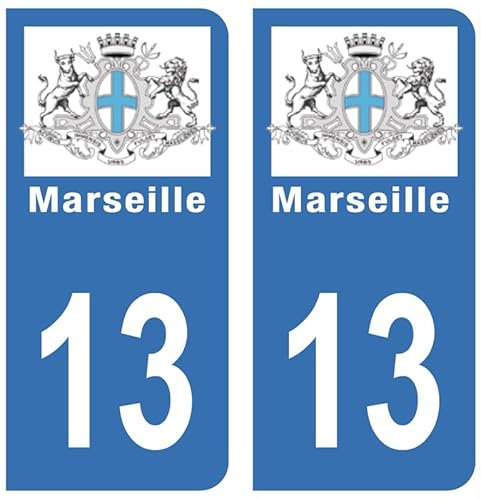 Hadexia Aufkleber für Nummernschild, Auto, 13 Wappen Marseille, selbstklebend
