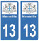 Hadexia Aufkleber für Nummernschild, Auto, 13 Wappen Marseille, selbstklebend