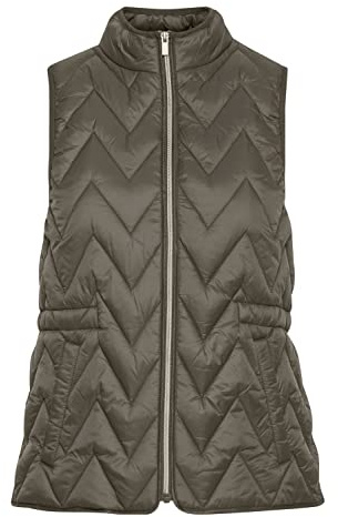 fransa FRBAPADDING Damen Weste Steppweste Outdoor Weste mit Seitentaschen mit Reißverschluss und Stehkragen normale Länge, Größe:2XL, Farbe:Green Ink (190506)