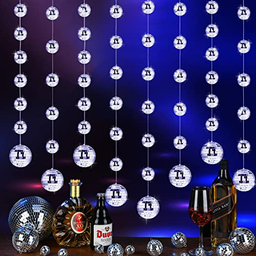 Sumind 8 Pack Disco Party Decorations Mini Disco Ball Garlands Silver Mirror Ball Hanging Banner Silver Streamer Curtains for Birthday Wedding Christmas Party Backdrop Supplies(2 Inch, 3 Inch)