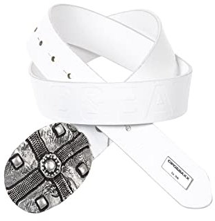 Cipo & Baxx Herren Leder Gürtel Schlicht Design Metallschnalle Casual CG189 Weiß Gr.100