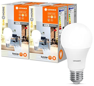 LEDVANCE SUN@HOME LED Lampe E27 mit 9W ersetzt 40 W, 750 Lm, Sonnenlicht bis Kaminfeuer (2200-5000K), CRI95, Smarte WIFI Leuchte per Alexa, google und App steuerbar, SMART+ CL A WIFI TW E27, 4er-Pack