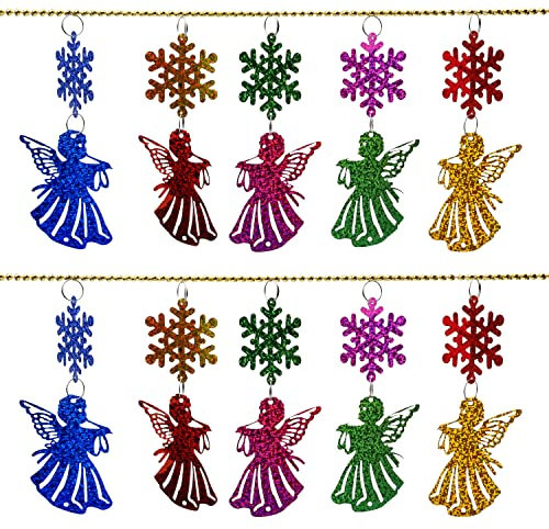 KLEHOPE Weihnachtsbaum Deko, Christmas Garland lang 2m, Christbaumschmuck Mit Engels, Schneeflocken, für Weihnachtsdeko Wand oder Festliche Dekorationen