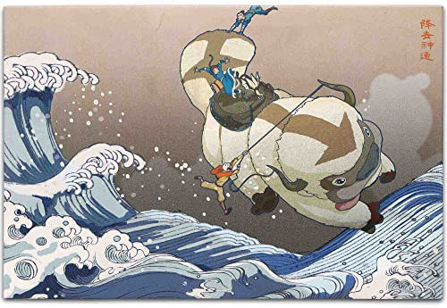 Open Road Brands Nickelodeon Avatar: The Last Airbender Appa Sea Scene Gallery Wrapped Canvas Wall Decor - Avatar Wall Art for Home Decorating