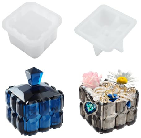 DeryArcle Gießform Schachtel Quadrat, Harz Formen Schmuckbox Würfel Silikonformen Epoxidharz Aufbewahrungsbox Mit Deckel Resin Box Mold für DIY Domino Kosmetik Bürste Süßigkeiten Behälter