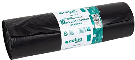 Cofan Bolsas de Basura Negras | Medida: 115 x 160 cm | Capacidad: 240 litros | 10 unidades