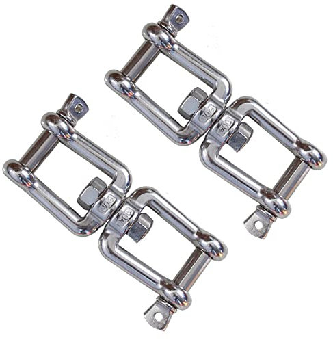 2 unids M8 Rodamiento Swing Hook Anillo giratorio Snap Rolling Shackle Dispositivo 304 Acero inoxidable 360 ° Giratorio con hebillas extraíbles para bolsa de arena Hamaca