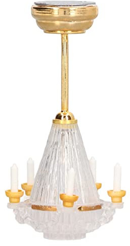 Miniatur-Deckenlampe für Puppenstuben,1: 12. Mini-Kronleuchter mit 5 LED-Kerzen, Hängelampe, Modell Puppenstuben-Zubehör für Puppenstuben-Wohnzimmer-Beleuchtungskörper, kleiner Kronleuchter, Min
