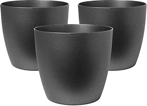 2friends Lot de 3 petits pots de fleurs, noirs, en plastique, 14 cm, pour plantes d'intérieur, taille idéale pour rebord de fenêtre, fabriqués dans l'UE