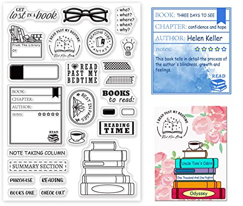 GLOBLELAND Books to Read Clear Stamps for DIY Scrapbooking Reading List Silicone Clear Stamp Seals for Cards Making Photo Album Journal Home Decoration