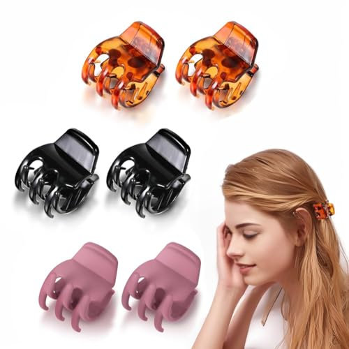 6 Pezzi Plastica da Donna Pinze per Capelli Artigli, Antiscivolo Mollettoni Fermaglio Capelli Donna, Accessori Pinze per Ciappi Capelli Piccole Fermaglio, Marrone, Nero, Colore Della Pasta di Fagioli