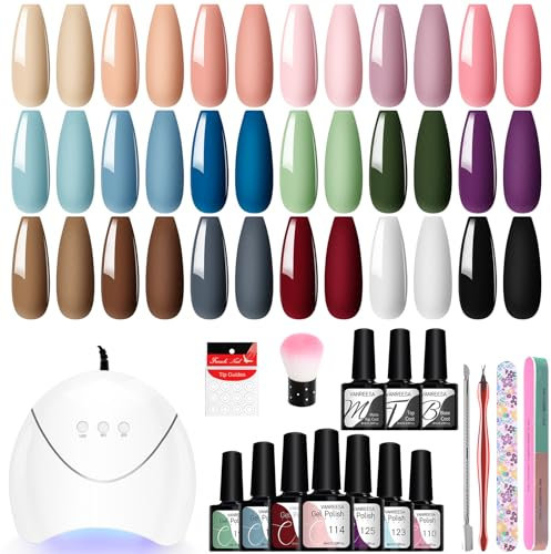 VANREESA Kit Semipermanente Unghie, 18 Coloris Kit Smalto Semipermanente Unghie con U V Lampada Set Smalto Semipermanente Unghie Regali per Donne