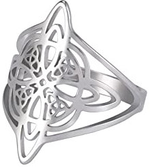 Dreamtimes Witch Knot Ring für Frauen Edelstahl Bar Ringe Keltisch Quaternary Witchcraft Witch Knot Ring Witchcraft Amulett Geschenkschmuck (10)