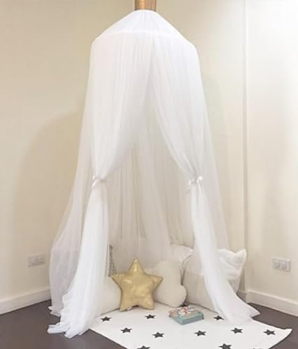 Betthimmel, Baldachin Kinderzimmer 360-Grad-Schutz, Himmelbett Vorhänge, betthimmel mädchen, Babyzimmer Deko, Schlafzimmer Kuppel Spiel Zelt, Für Mädchen und Jungen, 300x60cm(weiß)