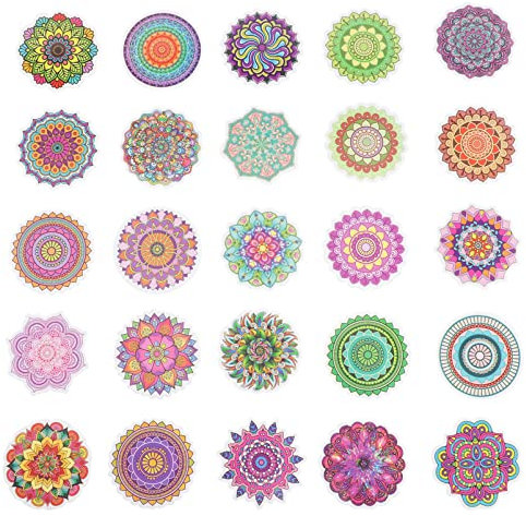 WHAMVOX 2 Sätze Skateboard-Aufkleber Mandala-Auto-Aufkleber Mandala-Laptop Skateboard-Mandala-Aufkleber Mandala-kofferaufkleber Computer-blumenaufkleber Spinne Zhang Mann Empfindlich PVC