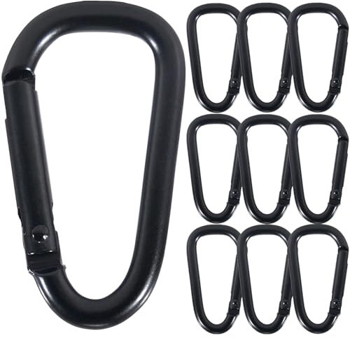 12 Stück Karabinerhaken, 60x30mm Karabinerhaken Klein, Karabiner Schwarz, Mini Karabiner für Camping, Reisen, Wandern