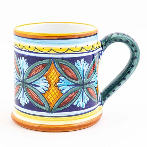 thatsArte.com - Italienische Keramiktasse Geometrico 50E - Handgemachte Keramik-Kaffeetassen, Deruta italienische Keramik, bemalte Tasse, italienische Keramik, Made in Italy, handgefertigte bemalte