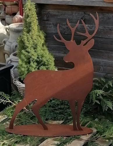 NEU !! Großer Hirsch ca. 70 cm hoch aus Metall Edelrost Rost Weihnachten Deko Tiere Advent Wald Förster Jagd Herbst