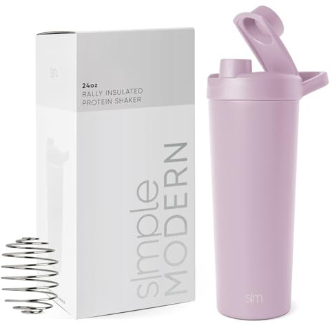 Simple Modern Stainless Steel Shaker Bottle with Ball 24oz | Metal Insulated Cup for Protein Mixes, Shakes and Pre Workout | Rally Collection | Lavender Mist