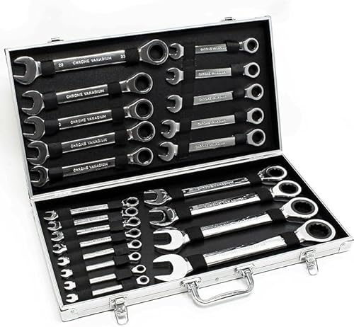 TESUGN Set di chiavi a cricchetto da 6 – 32 mm, set di chiavi a cricchetto