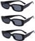 3 Pack Black Sunglasses - Rectangle Retro Square Sunglasses for Women & Men - 90s Style, UV400 Lens
