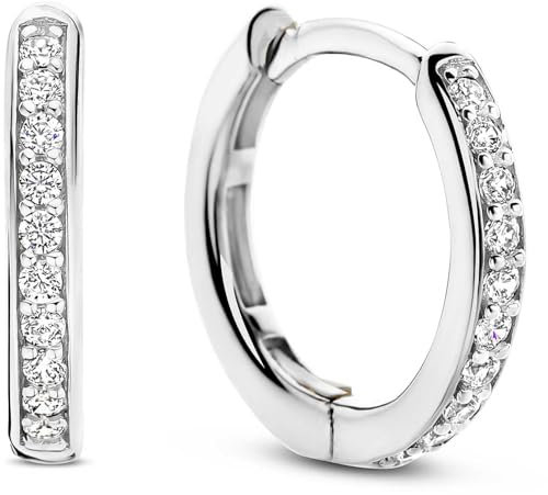 Damen-Creolen, Motiv: TI SENTO MILANO aus 925er Silber – Zirkonia, Sterling Silber Zirkon