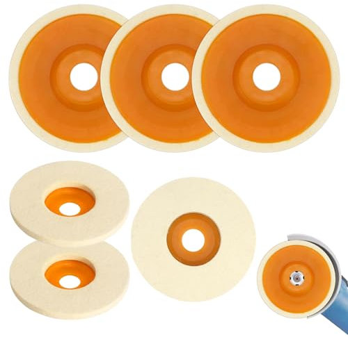 DesertBoy 6 Pcs Wolle Polieraufsatz Winkelschleifer, Wolle Buffing Polierscheibe Pad, 125mm Polierscheibe Winkelschleifer, Winkelschleifer Wolle Schwabbelscheibe, voor Polieren von Glas Keramik Metall