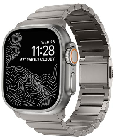 RYLIXAR Banda di titanio compatibile con Apple Watch 49 millimetri 45 millimetri 44 millimetri 42 millimetri,per iWatch Ultra/Ultra 2 Serie 9 8 7 6 5 4 SE 3 2 1 (42mm/44mm/45mm/49mm, Titanio)