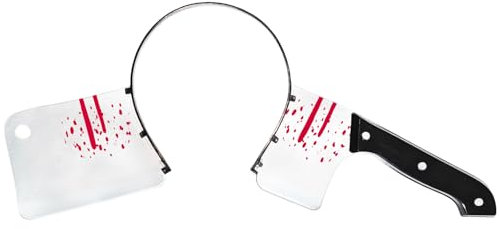 Rotumaty Scary Costume Accessories Bloody Headband (Bloody Cleaver/Knife/Syringe/Scissors) Funny Headwear Through Head Toys for Halloween (Cleaver)