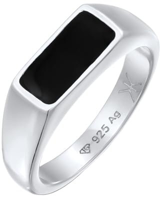 Kuzzoi Herren Silber Ring aus 925 Sterling Silber klassischer Siegelring mit Emaille Platte für den Mann in der Ringgröße 62