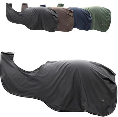 Covalliero - Ausreitdecke | Pferdedecke zum Schutz der Nierenpartie | Outdoordecke für Pferde | Übergangsdecke Pferd & Pony | wärmend & atmungsaktiv | Pferde Zubehör in Black | 155cm