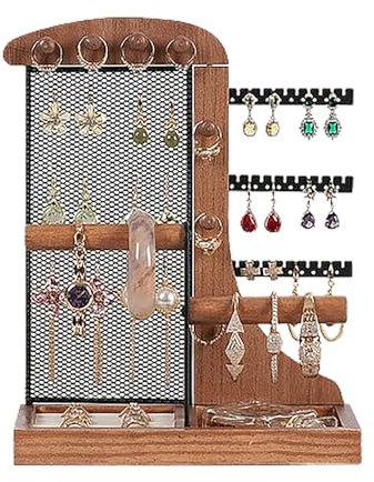 POTRUWE Jewelry Towers Schmuckhalter, Schmuckständer mit Ringablage, Ohrring-Armbandhalter, Ohrring-Ausstellungsständer für Ohrringe, Halsketten, Armbänder, Uhren und Ringe