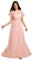 Ever-Pretty Robe Mère de Mariée Col V Dentelle Mousseline Manches Courtes pour Femme Rose 40