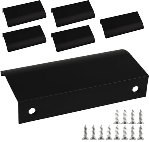 6 Stück Griffe kommode,Schubladengriffe mit 12 Schraubenset,Möbelgriffe Versteckter Türgriff Küchenschrankgriffe Griffe für Kleiderschrank,Modernes Küchengriffe Geschwungener Türgriff -Schwarz