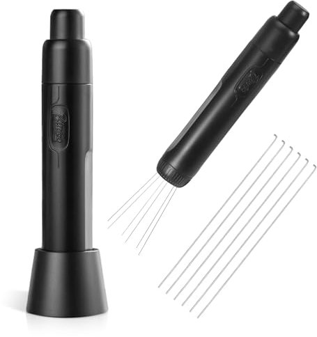sdhiiolp Wdt Tool Espresso Nadel Pen Design Kaffee Distributor mit 8 Ersatznadeln Espresso Verteiler mit Magnetischer Ständer Coffee Distributor Espresso Zubehör Schwarz