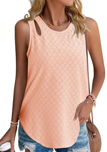Gyabnw Damen Tops Sommer Elegant Tank Shirt Oberteile Blusentops Ärmellos Shirt Leicht