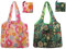 Long Keeper 2 Stück Wiederverwendbare Einkaufstaschen Große Faltbare Einkaufs Tasche Waschbare Reise Einkaufstaschen Leichte Tragbare Einkaufsbeutel (Rosa Blume+Grün Blume)