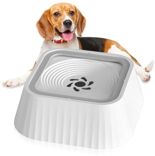 WIYETY Gamelle d'eau pour chien de 1,3 l sans renversement : gamelle flottante pour chien, distributeur d'eau, anti-éclaboussures, gamelle anti-fuite pour chien (gris, 1,3 l)