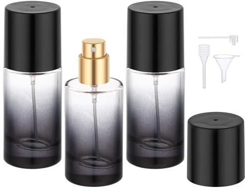Segbeauty Parfümzerstäuber, 3 Stück 20ml Parfüm Abfüller, Nachfüllbar und Tragbare, Perfume Atomizer für Unterwegs, mit Trichter, Dropper, Pumpenkopf (Schwarz)