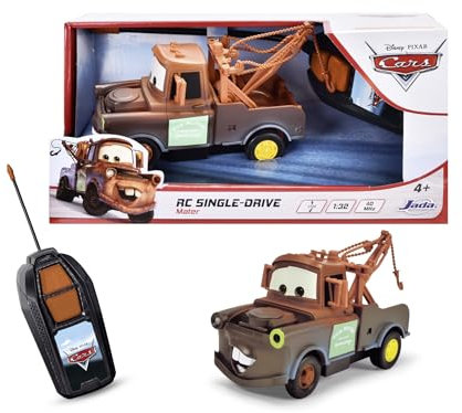Jada Toys Auto Radiocomando Cars Mater, Scala 1:32, 27 MHz, Portata 10 m, Funzione Avanti Dritto e Indietro Curva, 14 cm, per Bambini 4 anni e più (203081009)