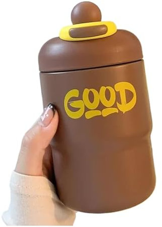 BTWYU Coffee Mug,Cups Reusable Portable Stainless Steel Coffee Cups Travel Insulated Tumbler Cute Car Beverage Cup Office Drinking Mug 420ml/14.8oz Sturdy(Brown)