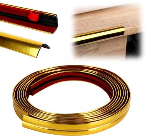 5 m de protection des bords muraux, moulures de plafond, moulures en stuc, autocollantes, pour murs, armoires, carreaux, portes de chambre - Doré