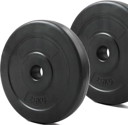 FLG Cement Weight Plates for Dumbbells & Barbells – 1.25kg to 20kg – Durable Home Gym Fitness Set with 1-Inch Standard Hole (2.5KG x2)