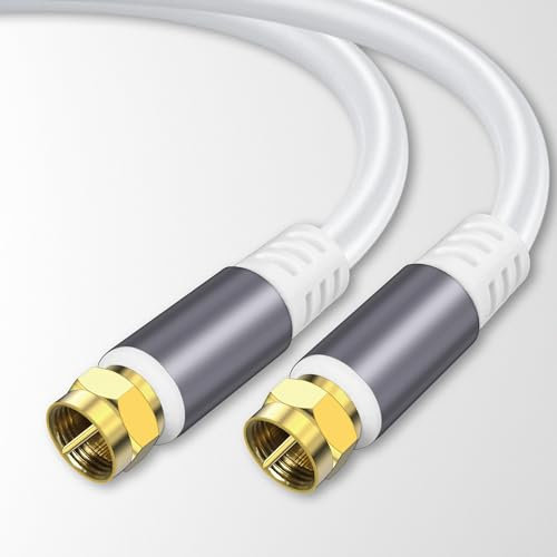 Tiierzon Cavo coassiale RG6 da 1,5 m, cavo coassiale a bassa perdita ad alta velocità per TV HD, piatto, satellite, antenna, cavo TV (bianco, 1,5 m)