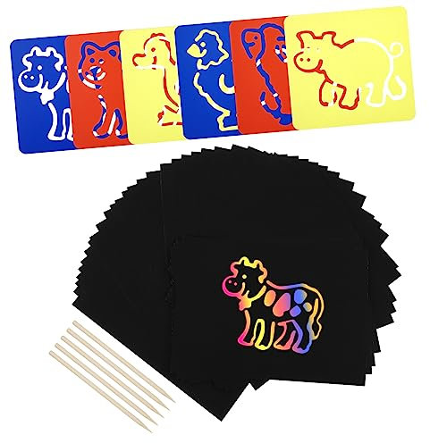 1 Satz Kratzbilder Set für Regenbogen Kratzpapier Stifte Malvorlagen Kreatives Malset für Basteln Sicher und Geruchsneutral für Schulprojekte und Freizeitgestaltung