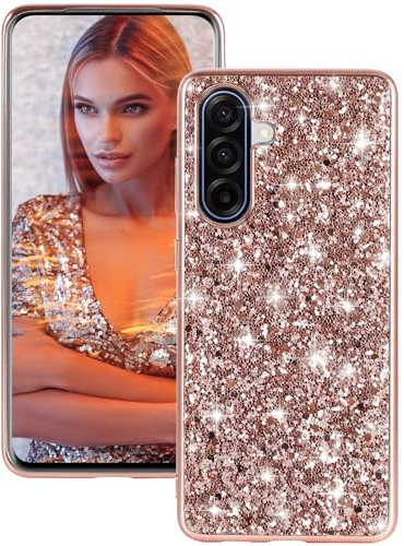 Handyhülle für Samsung Galaxy A17 5G Hülle Glitzer Bling Sparkle Hülle für Samsung A17 5G Case Cover Ultra Dünne Leichte Ganzkörper Stoßfest Anti-Kratzer Schutzhülle Galaxy A17 5G 6,7 Zoll (Roségold)