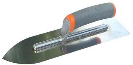 Cazzuola per pavimentazione in acciaio inox, 320 mm, autolivellante, per pavimenti/pavimenti in resina, con manico in gomma