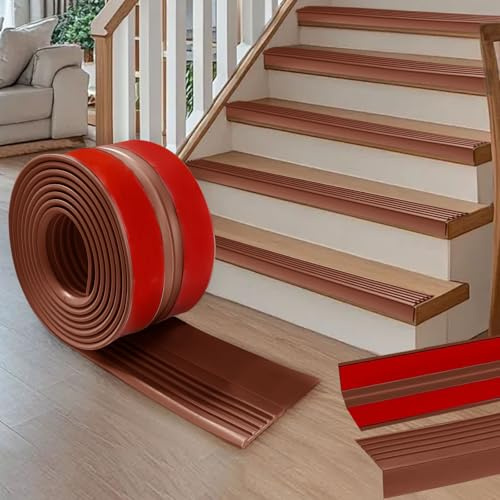 Treppenkantenprofil Selbstklebend, 500 x 9.5cm PVC Treppenkanten-Schutzprofil, Treppenprofil Rutschschutz Wasserdicht L-Form Treppenkantenschutz, für Außen- und Innenbereich