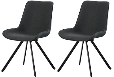 xonox.home – Drehstuhl Emilia 52x85x61 cm Anthrazit 2er Set – Bequemer Esszimmerstuhl 360° drehbar – Belastbar 120 kg – Moderner Schalenstuhl für Essbereich und Wohnzimmer